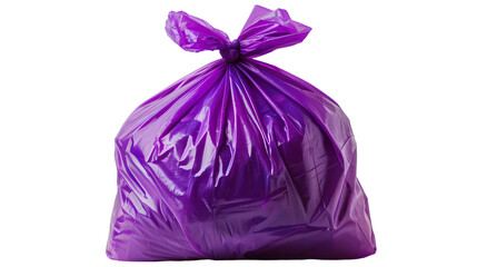 violet plastic garbage bag isolated on a transparent background