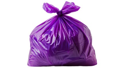 violet plastic garbage bag isolated on a transparent background