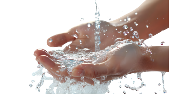 Washing hands isolated on a transparent background - Powered by Adobe