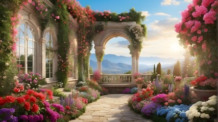 Fototapeta premium flowers in the garden of palace