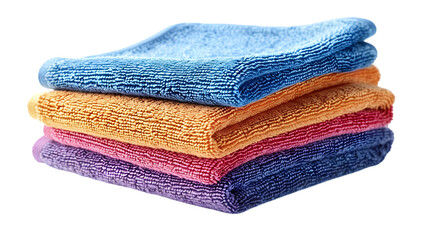 Clean microfiber cloths isolated on a transparent background