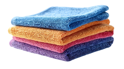 Clean microfiber cloths isolated on a transparent background