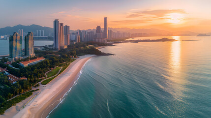 Breathtaking Sunset over Zhuhai: An Alluring Melange of Natural and Urban Beauty