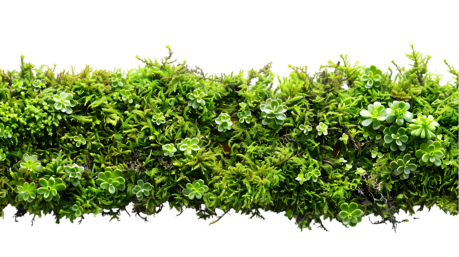 Green moss line, frame isolated on a transparent background - Powered by Adobe