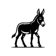 Donkey logo design vector illustration. Black Donkey vector logo