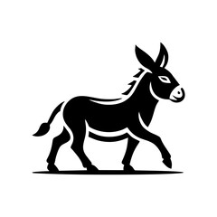 Obraz premium Donkey logo design vector illustration. Black Donkey vector logo