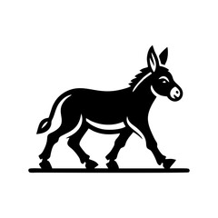 Donkey logo design vector illustration. Black Donkey vector logo