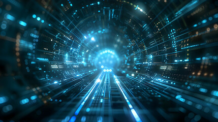 Glossy Cyber Pathways: Digital Art Reflecting Innovation in Cyber Security Technology   Photo Realistic Concept of Technology Direction