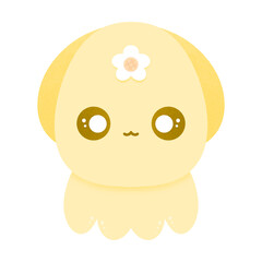 Cute Yellow Squid Cartoon illustration Cute Animal Cartoon Kawaii Squid