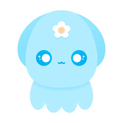 Cute Blue Squid Cartoon illustration Cute Animal Cartoon Kawaii Squid