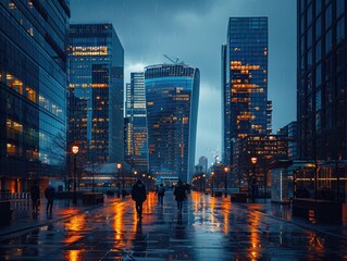 Fototapeta premium City skyscrapers at night