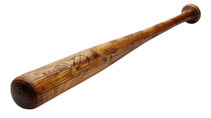 Wooden baseball bat isolated on a transparent background