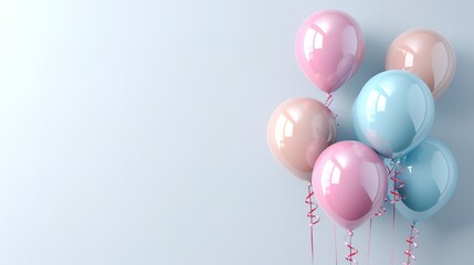 Pastel balloons on a white background