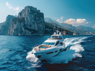 White speedboats sailing in the sea