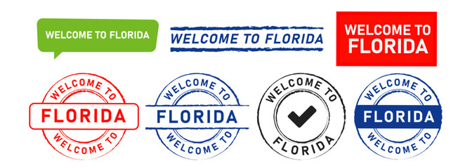 welcome to florida stamp label sticker sign for country city explore travel trip
