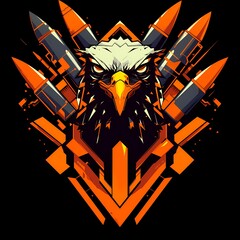 Eagle or hawk characters mascot in guard concept illustration, vector logo style, e-sport gamer t-shirt design on isolated background