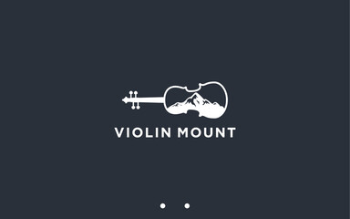 mountain with violin logo design vector silhouette illustration