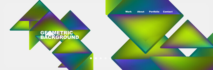 Colorful fluid gradient triangles and squares web site template. Vector Illustration For Wallpaper, Banner, Background, Card, Book Illustration, landing page