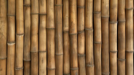 A detailed view of a bamboo exterior wall, showing the natural texture and pattern of the bamboo...