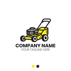 Lawn mower logo vector design for gardening service
