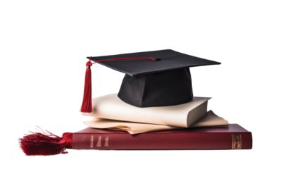 Graduation Cap and Diploma Icon isolated on white background.