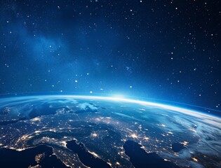 Fototapeta premium Beautiful Planet Earth with City Lights at Night in Space