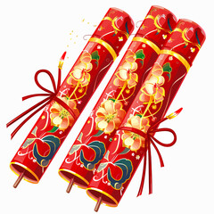 three red and gold decorated candy sticks with bows