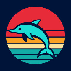 Dolphin summer t-shirt design vector art illustration