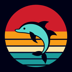 Dolphin summer t-shirt design vector art illustration