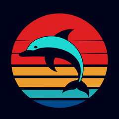 Dolphin summer t-shirt design vector art illustration
