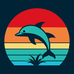 Dolphin summer t-shirt design vector art illustration