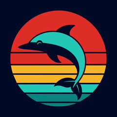 Dolphin summer t-shirt design vector art illustration