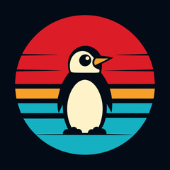 Animated penguin summer t-shirt design vector art illustration