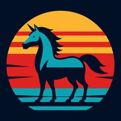 Horse summer t-shirt design vector art illustration