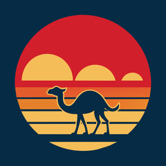 Camel summer t-shirt design vector art illustration