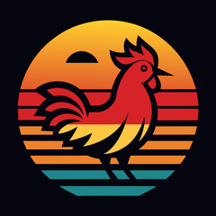 Chicken summer t-shirt design, hen vector art illustration