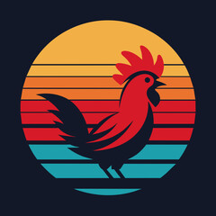 Chicken summer t-shirt design, hen vector art illustration