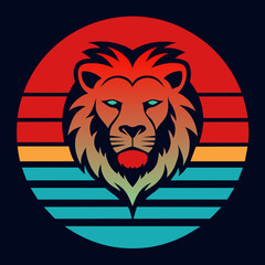 lion head summer t-shirt design vector art illustration