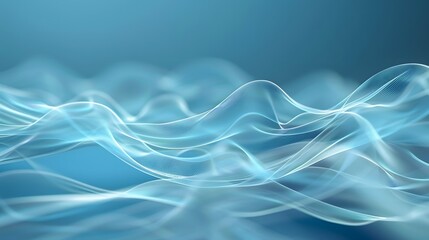 Naklejka premium Abstract photographic style of wave-shape background, silk texture, harmonious blend blue and white. The waves gently flowing across the canvas. Created Using, vibrant color palette, soft lighting