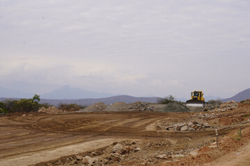Bulldozer machine at work