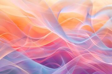 Obraz premium Abstract healing waves wallpaper in the style of smooth and curved lines, pastel background, minimalistic, chromatic experimentation,light pink light orange, healing waves subtle pattern not heavy
