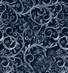 a black and silver background with swirls and stars