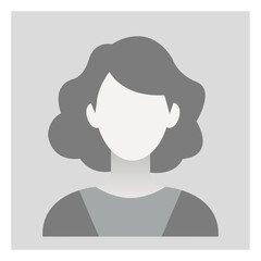 Default female avatar profile icon. Grey photo placeholder. silhouette of woman for social media profiles, icons, screensavers and as template. Greyscale.