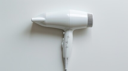 High-tech hair dryer with ionic and tourmaline technology, isolated background with studio lighting, close-up for advertising benefits of smoother, shinier hair