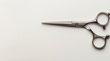Hairdressing scissors seen from above, isolated on a white background, studio lighting showcasing their precision and craftsmanship for professional use, advertising