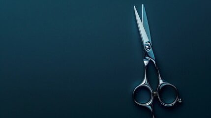 Hairdressing scissors with sharp blades, top view, precision-engineered, high-quality metal, isolated background, studio lighting for clean advertising visuals