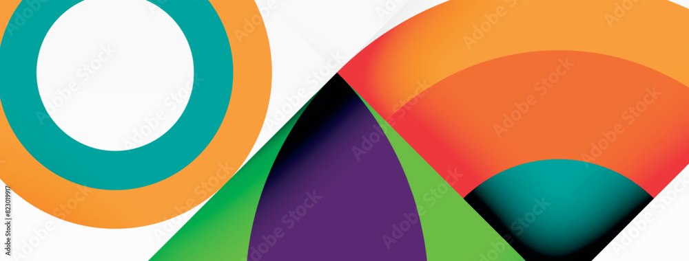 Poster the logo features vibrant colors with a circle and a triangle set against a white background, showca