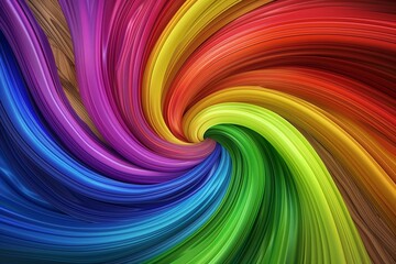 Obraz premium : Abstract swirls of rainbow hues intertwining on a natural wood texture background, resembling the fluidity and diversity of the LGBT community.