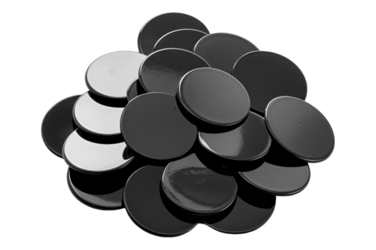 Black round adhesive stickers Isolated on white background