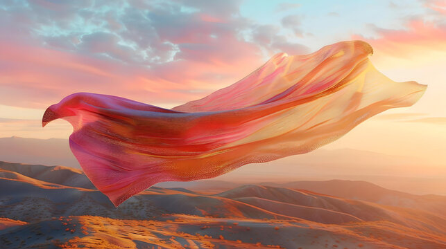 Flowing Fabric in Desert Sunset